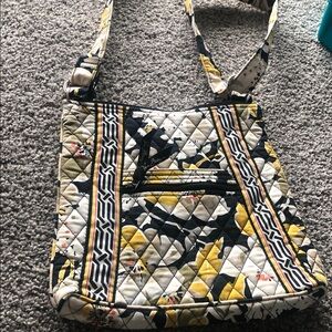 Stylish Quilted Shoulder Bag - Yellow and Black
